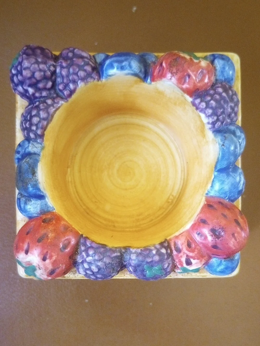 Strawberry & Floral Votive Candle Holder. Red Blue Purple Green White Tan